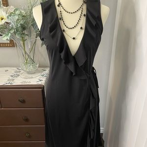 - J Crew Black Sleeveless Ruffle Wrap Dress - like new